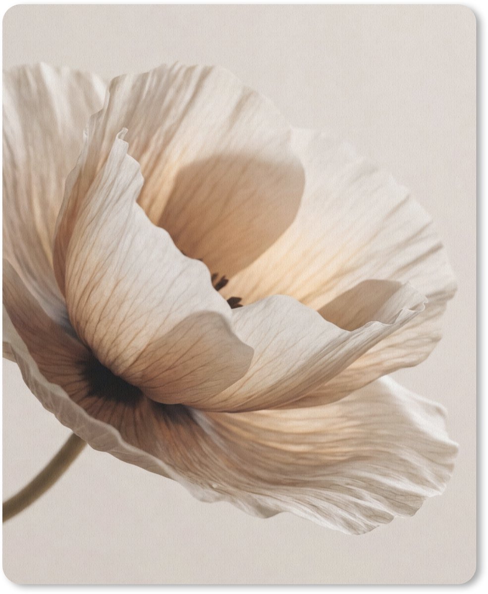 Muismat 12x16 cm - Mousepad Bloem - Beige - Crème - Muismatten