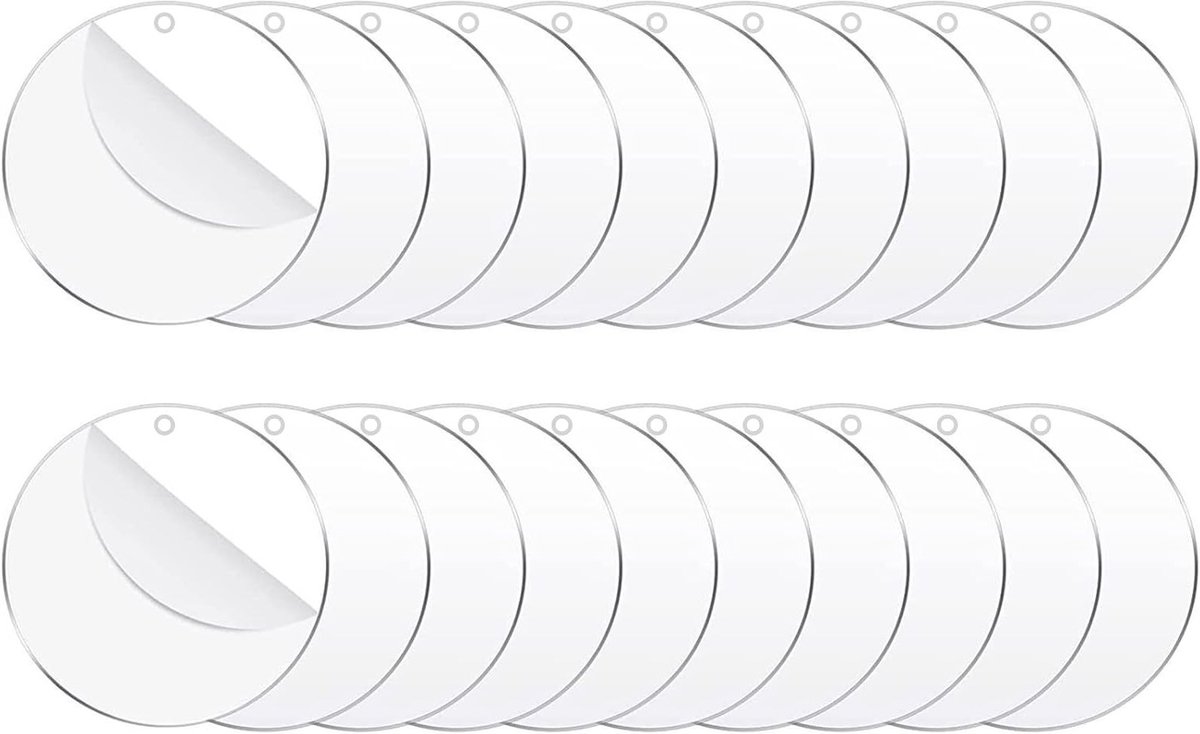 Set van 20 Heldere Acrylaat Schijven - Ronde Acrylaat Platen voor Sleutelhangers, Kerstdecoraties en Ambachtelijke Projecten (5cm)
