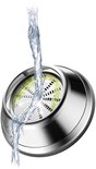 Sapcentrifugezeef met water dat erdoorheen stroomt, in een metalen frame.