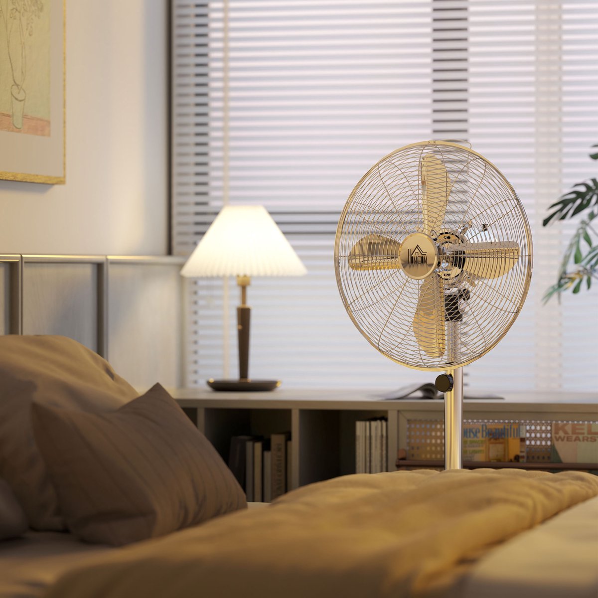 Statiefventilator 120 cm - Verkoeling- In hoogte verstelbaar (80-120cm) - 3 Snelheden - 50W - verticale oscillatie - zilver