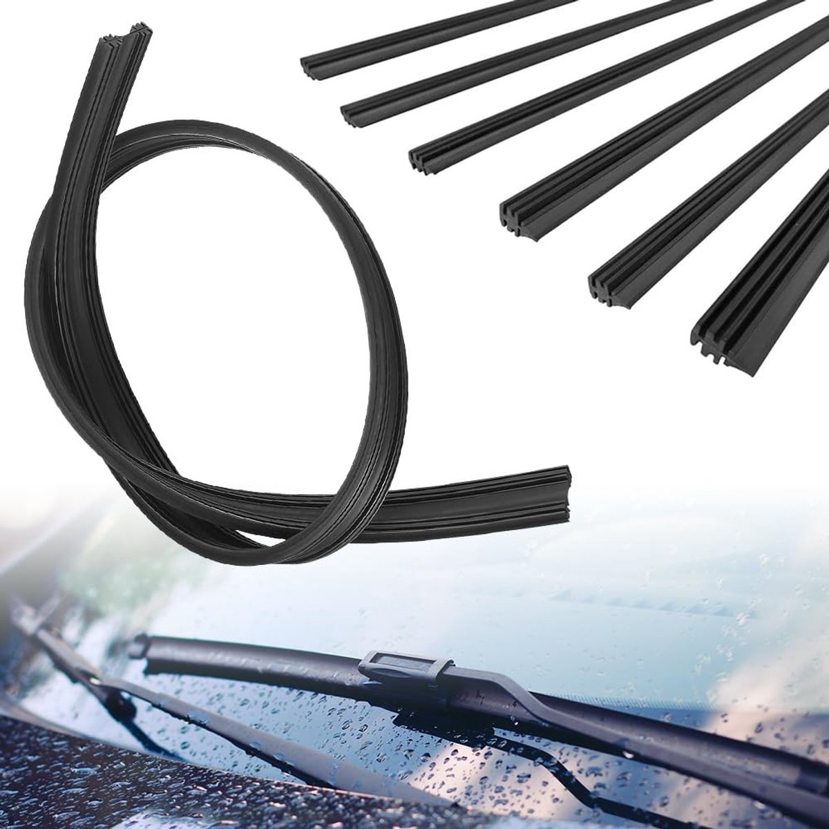 Dailygoods - 6 Stuks Universele Ruitenwisserrubber per Meter voor Vervanging
