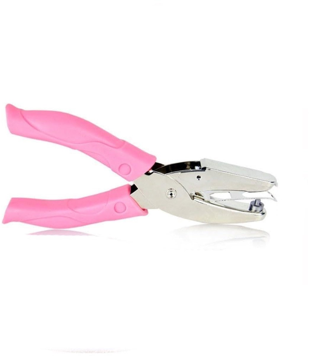 Dailygoods - Dailygoody - Handheld perforator - Kunst perforator - Roze grip - Kleine cirkel - Voor thuiskantoor en school - Hoogwaardig metalen materiaal - C