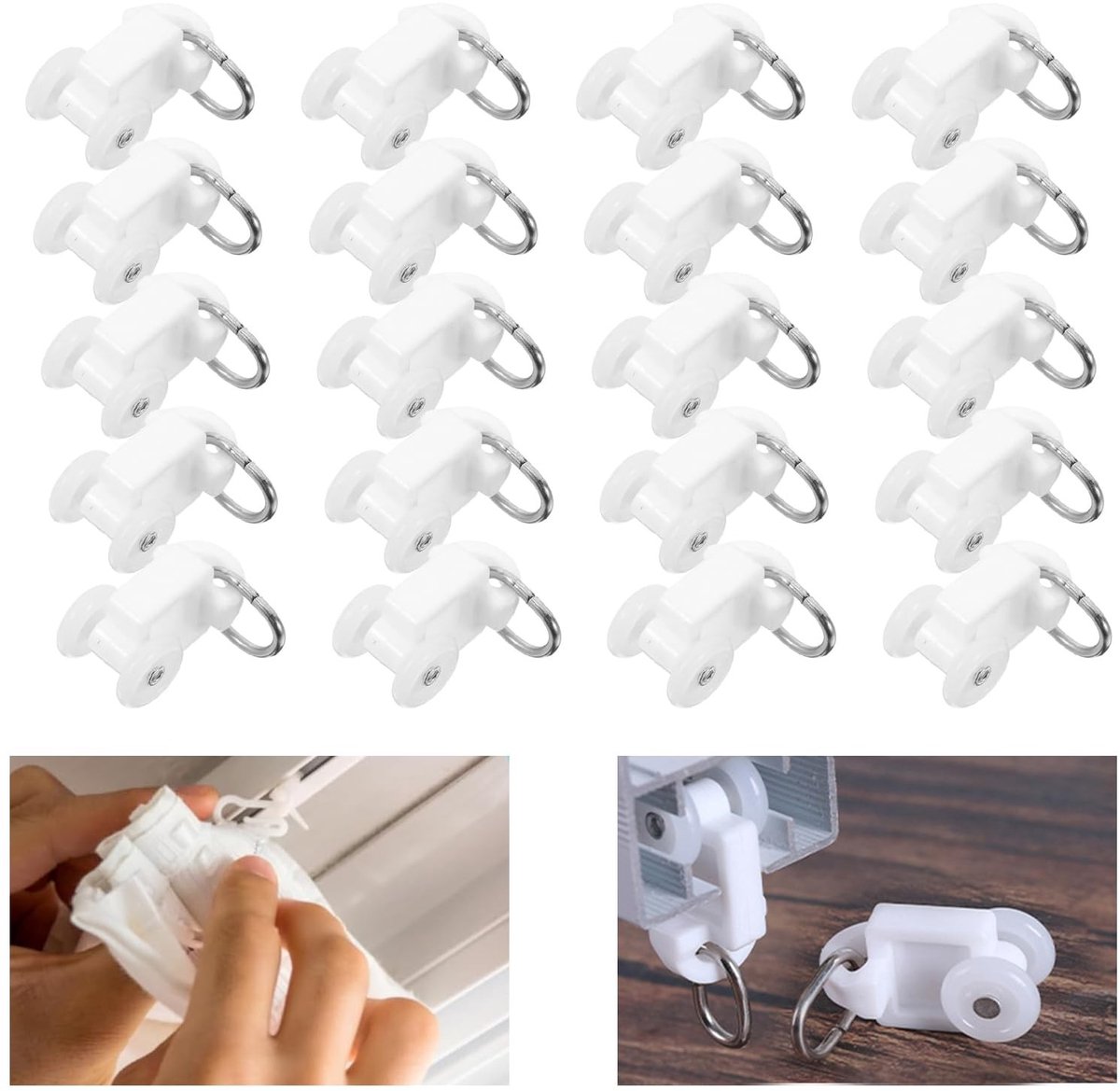 Dailygoods - Dailygoody - Gordijnrailrol - Gordijnhaken - Duurzaam en onderhoudsvriendelijk - Zilver - Accessoires voor gordijnrails - Ideaal voor woonkamers - Ver