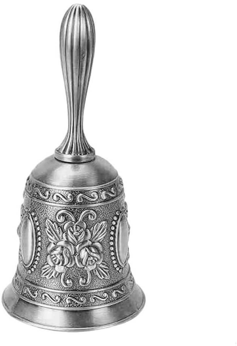 Dailygoods - Dailygoody - Messing Handbel - Vintage Metalen Bel - Zilver - Bruiloft en Tempel - Duidelijke Stem - Hoogwaardige Kwaliteit