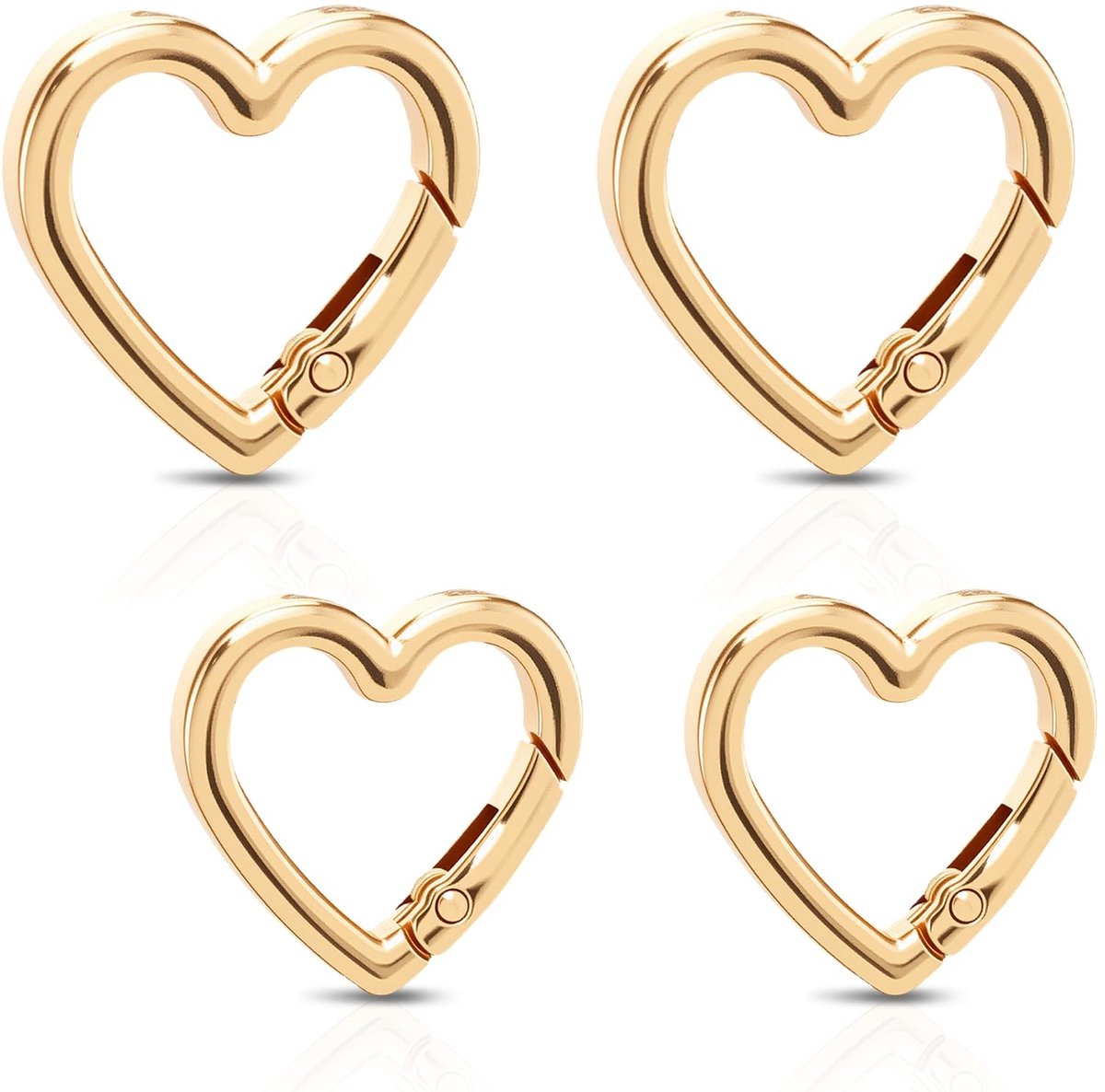 Dailygoods - Set van 4 Hart Sleutelhanger Clips met Karabijnhaak