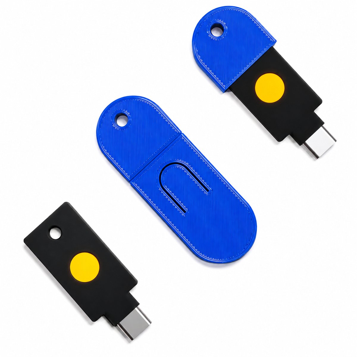 YubiKey 5C NFC Beschermhoes Sleutelhanger - YubiKey Case - YubiKey Cover - USB C Security Key Case - NFC USB-C Protector Voor YubiKey 5C NFC - Krasbestendige Opbergcase Voor Sleutelbos En Zakgebruik - 2FA Security Key Holder - Blauw