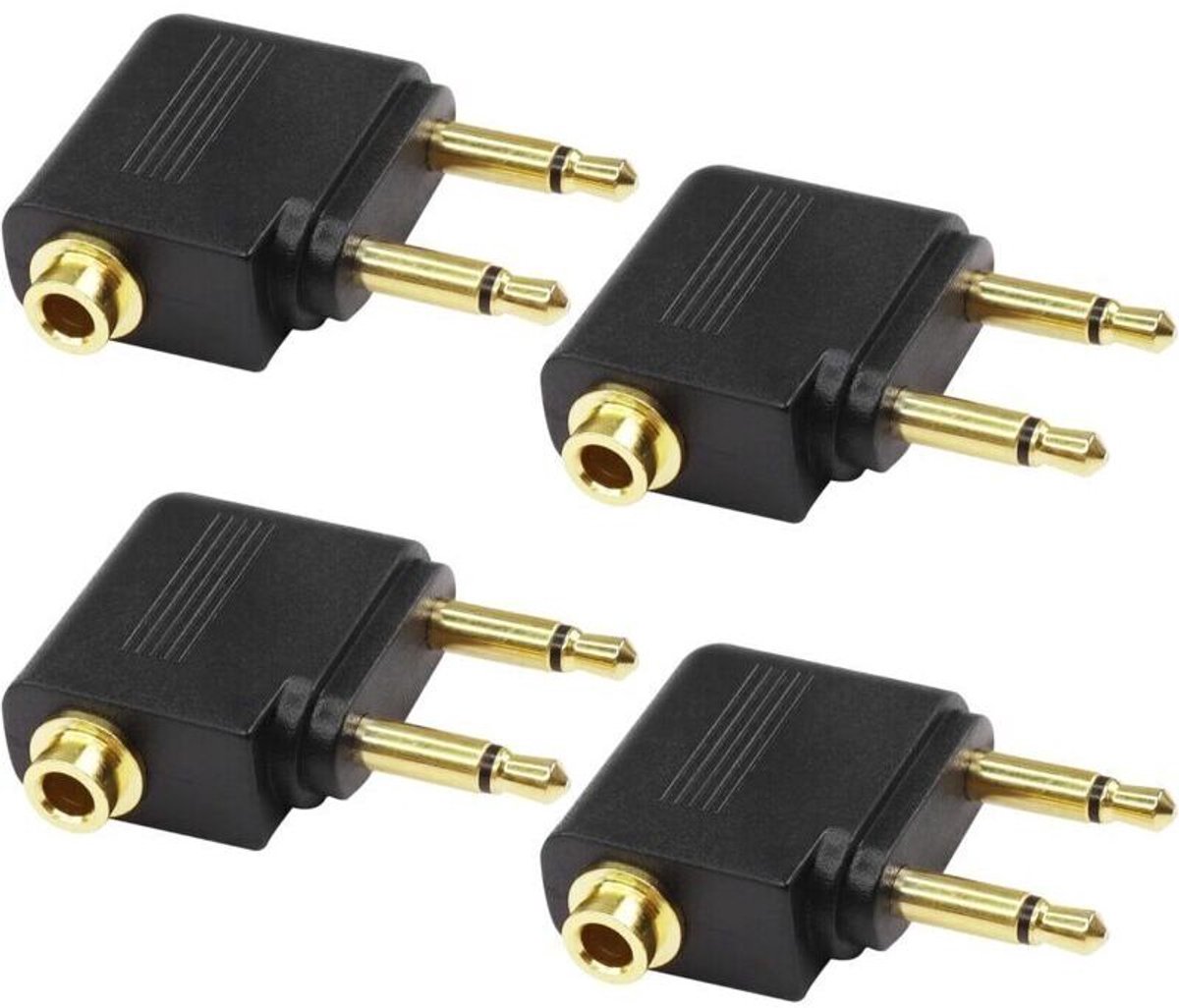Vliegtuighoofdtelefoonadapter met twee 3,5 mm-aansluitingen