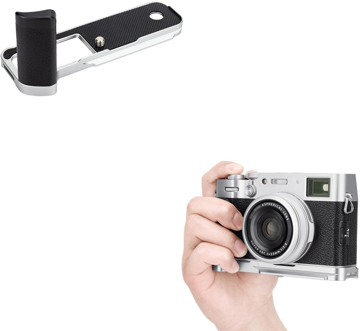 Dailygoods - Dailygoody - L-vormige handgreep - Fujifilm X100VI - Verbeterd gebruiksgemak - Zilver - Aluminiumlegering - Duurzaam en robuust - Geschikt voor f
