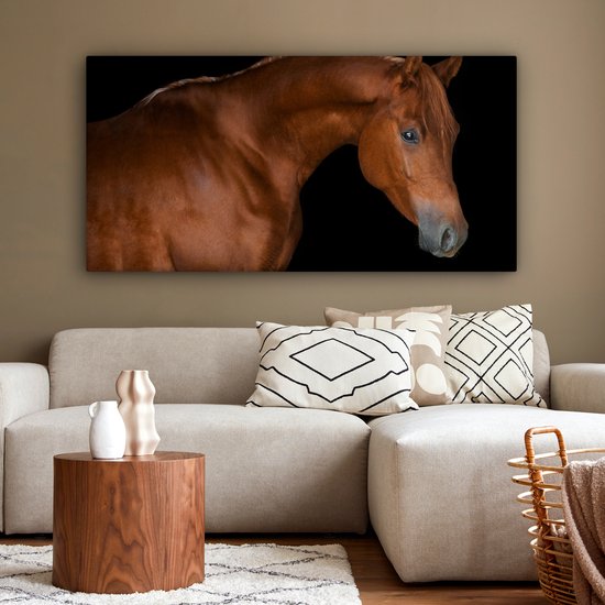 Tableau Toile Cheval - Oeil - Marron - 160x80 cm - Décoration murale