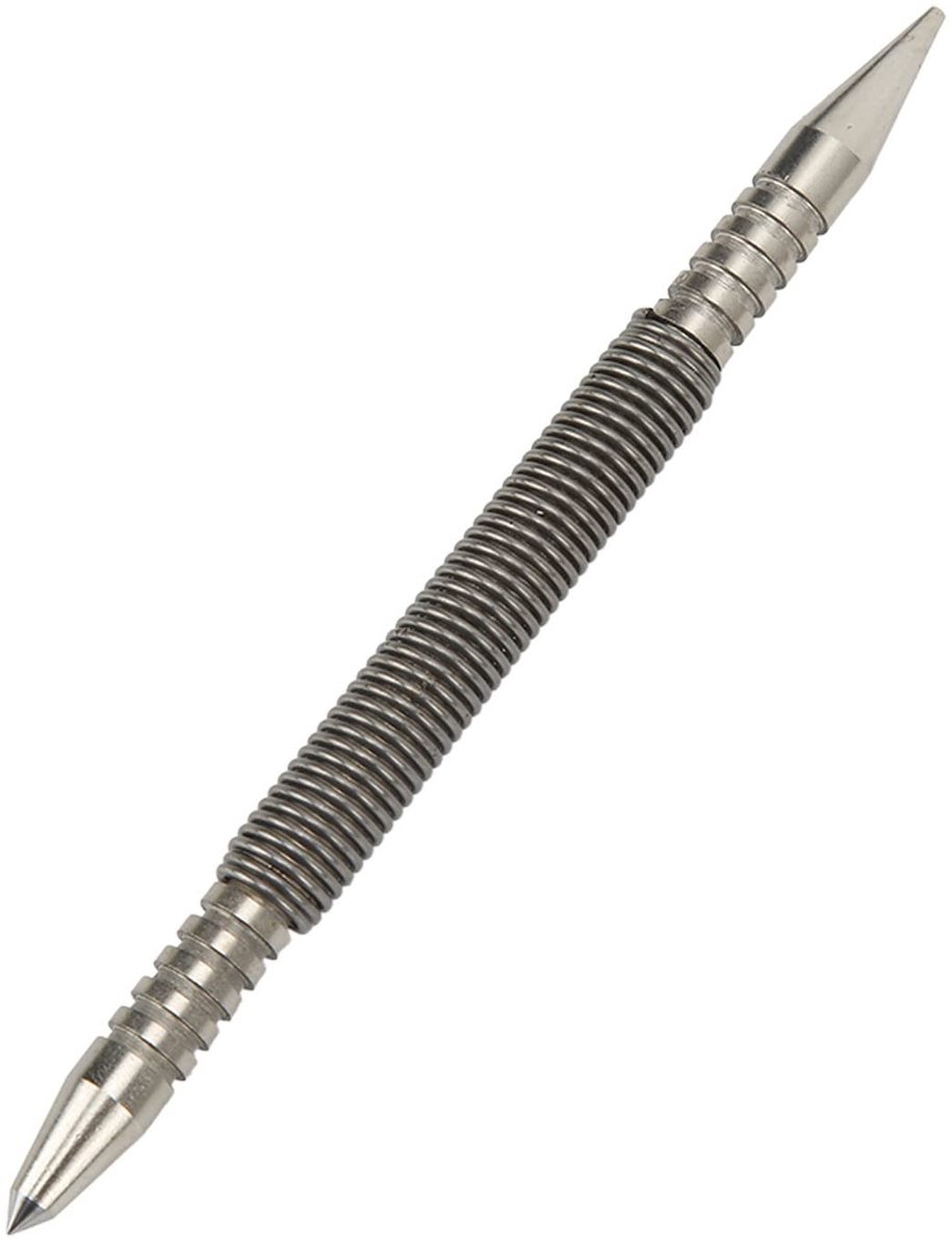 Dailygoods - Dailygoody - Veerbelaste Centerpons - Dubbele Kop Veergatpons - Hamerloze Prikpons - 3/16 Inch en 1/16 Inch Kopmaat - Geschikt voor Hout, Metaal, Glas..