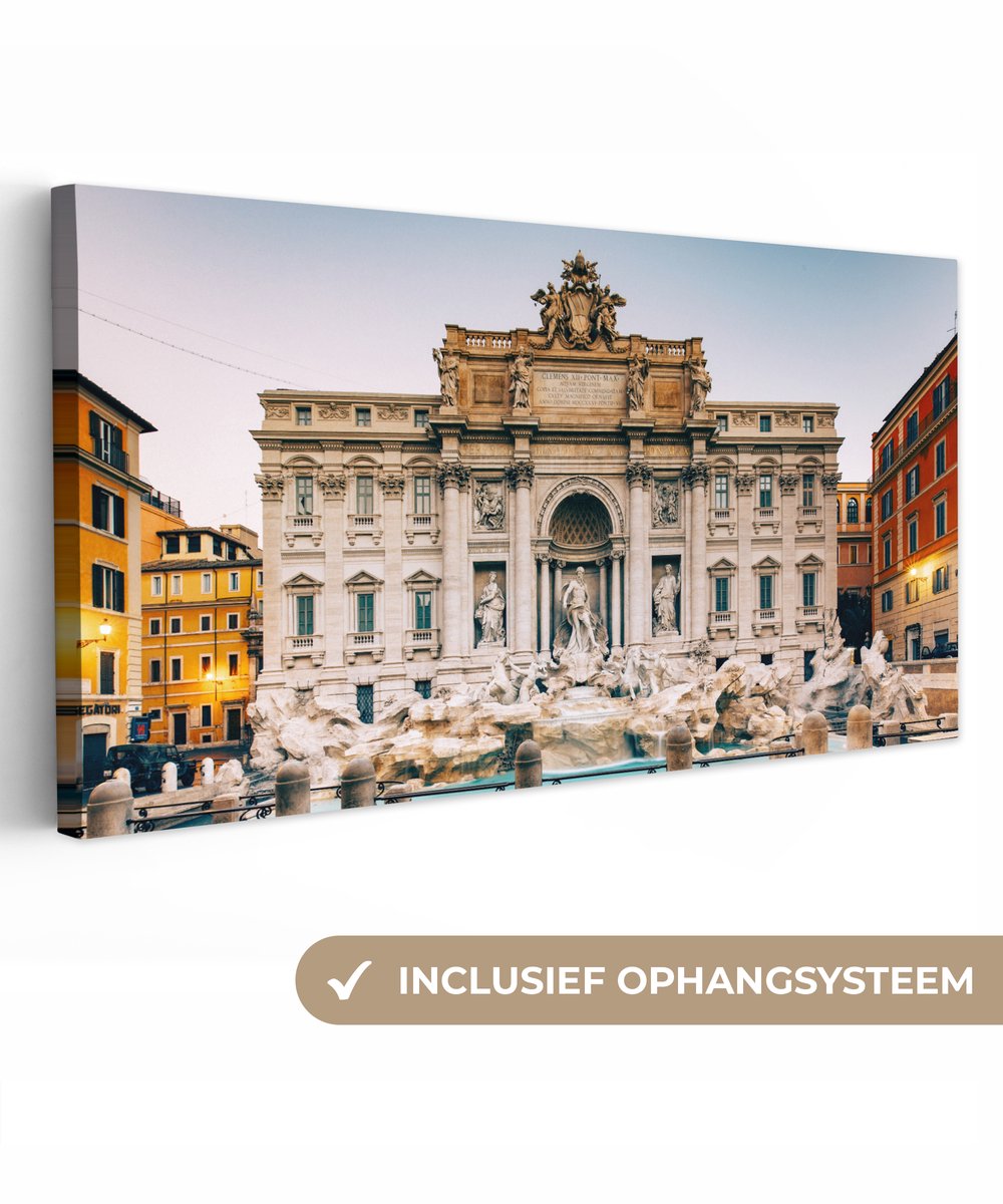 Canvas schilderij 80x40 cm - Wanddecoratie Fontein - Italië - Rome - Muurdecoratie woonkam