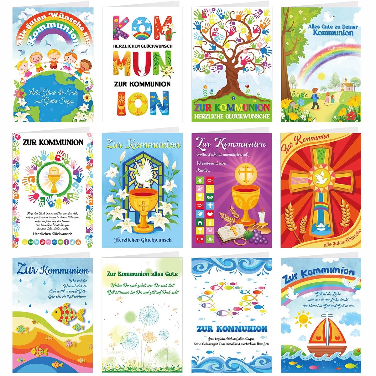 Dailygoods - Dailygoody - Communiekaarten - 12 Stuks - Geschikt voor Eerste Communie - Inclusief Enveloppen - Luxe Design - Perfect voor Cadeaus