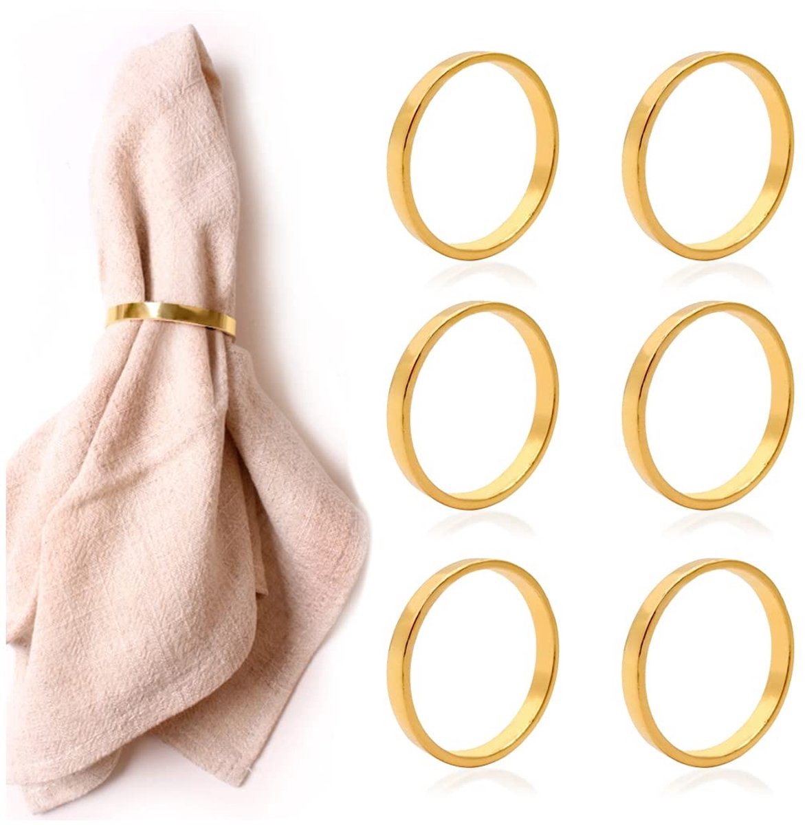 Dailygoods - Dailygoody - Gouden Servetringen - Luxe Servetringen - Duurzaam en Elegant - Goud - Bruiloft en Feesten - Perfect voor Elk Evenement - 6 Stuks