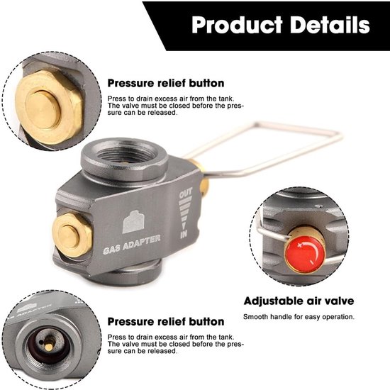Dailygoods - Dailygoody - Gas Socket Refill Adapter - Butaan Aansluitadapter - Ventfunctie - Camping Cooker - Gasverbruik - Ideaal voor Kamperen - Compact ontwerp — afbeelding 4