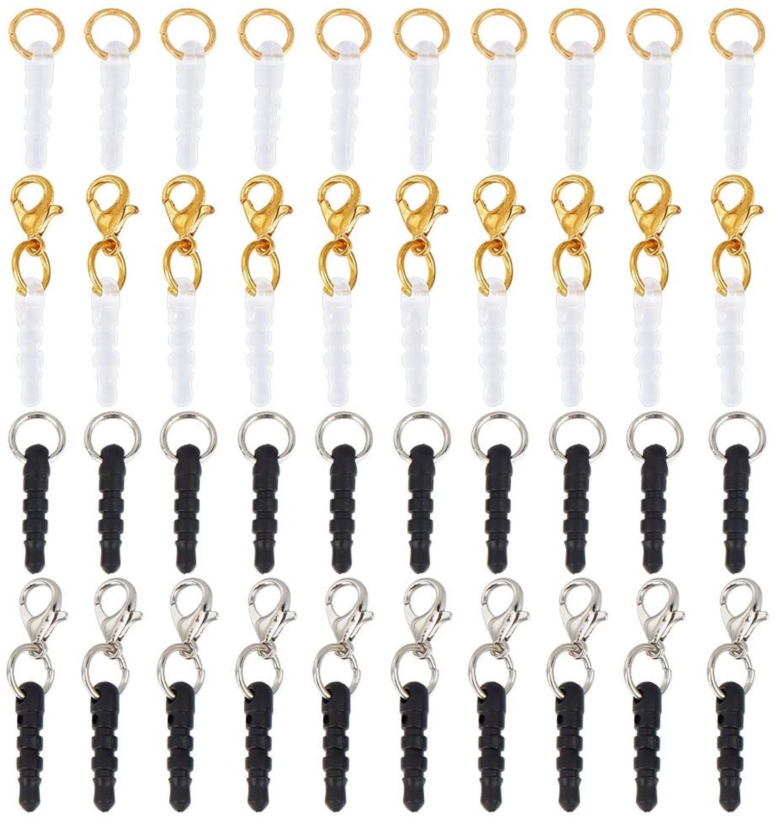 Dailygoods - Dailygoody - Hoofdtelefoon poort stofplug - 40 stuks - Kreeftklauw sluitingen - Anti-stof plug - 3,5 mm - Geschikt voor smartphones - Legering