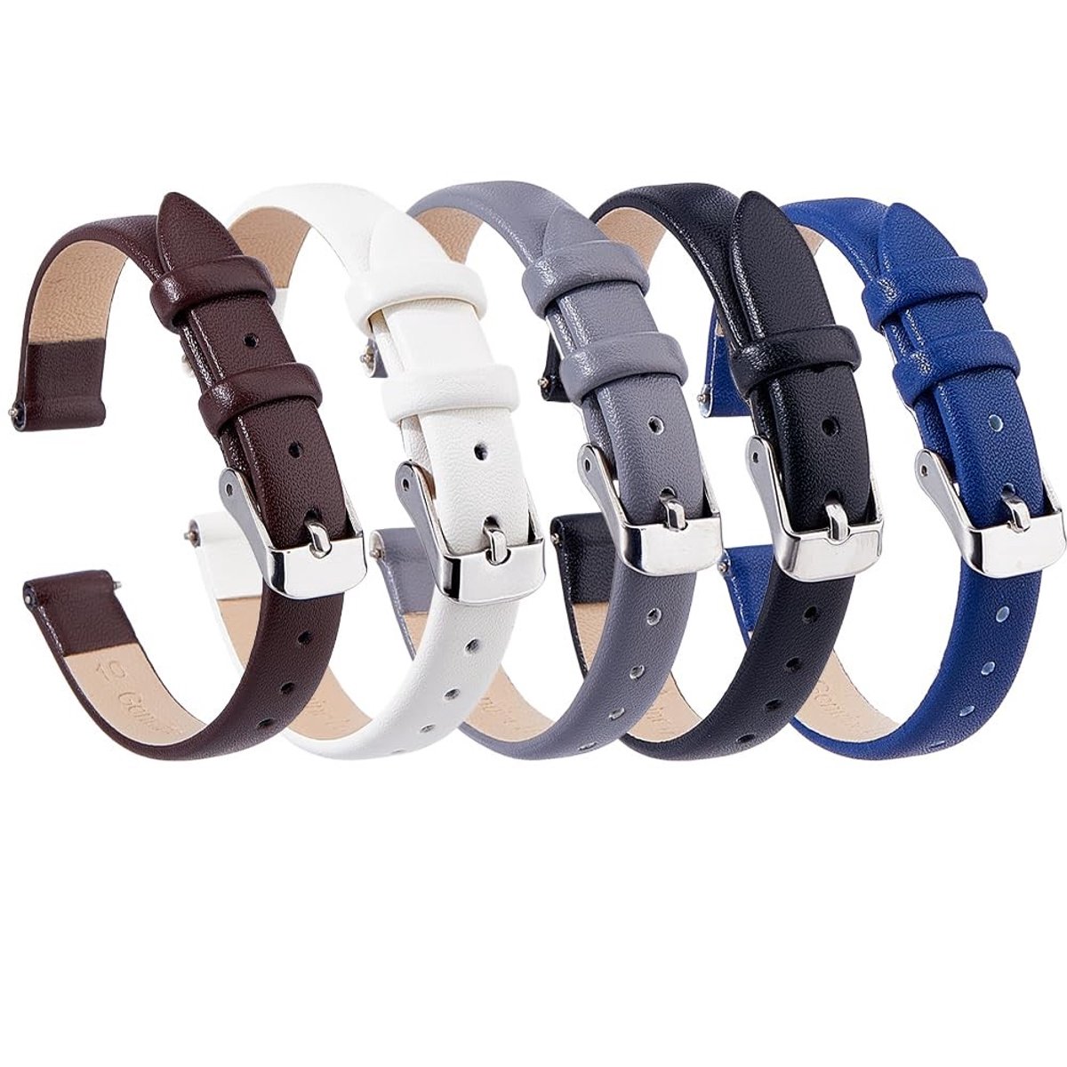 Dailygoods - Set van 5 PU Lederen Horlogebanden in 5 Kleuren