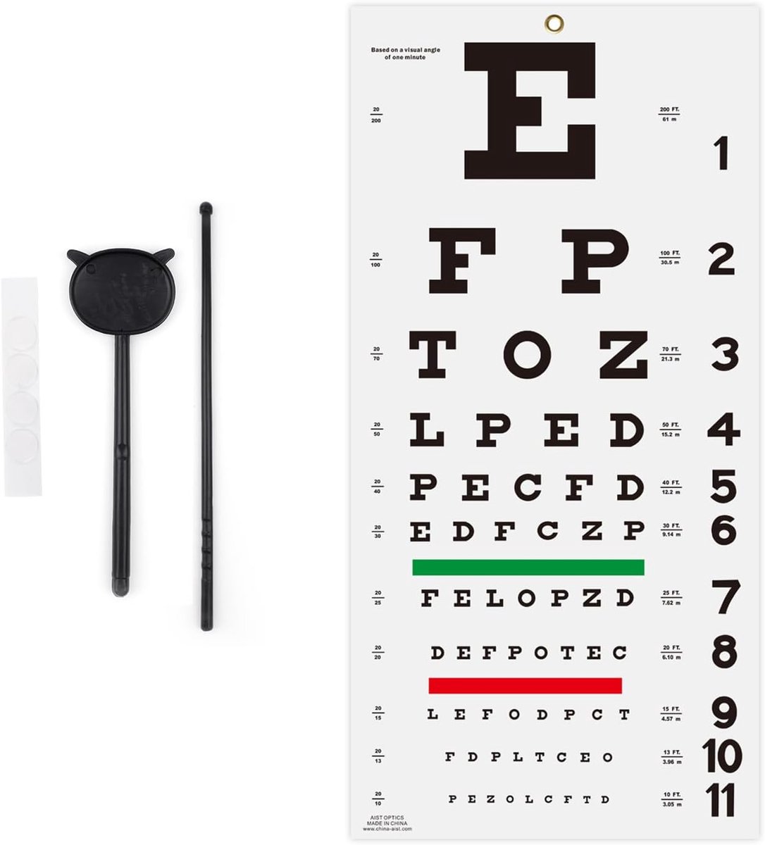 carmdering - Visuskaart - Visuskaart met letters - Opvouwbare oogtestkaart - oogtest poster