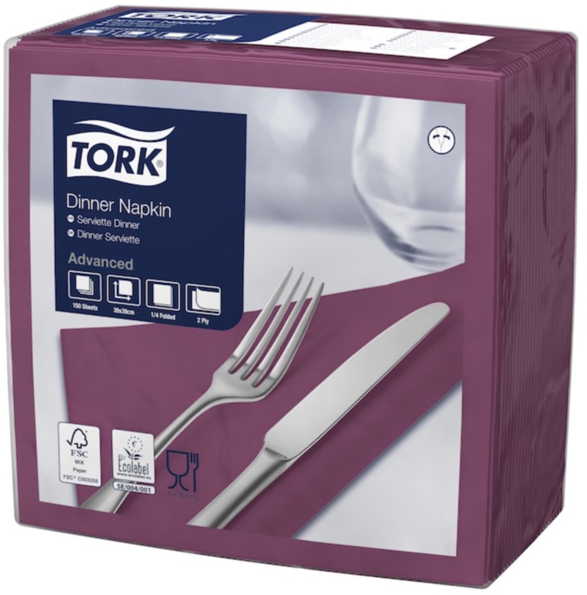 Tork 478764 dinnerservet plum 39x39 cm 2-laags 1800 stuks (478764)