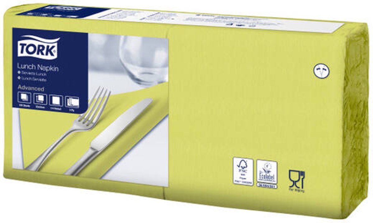 Tork 477860 soft lunchservet advanced limoen 33x33 cm 3-laags 1500 stuks (477860)