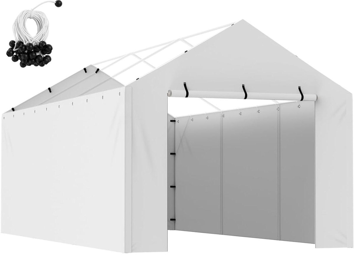 Carport Vervangende Luifel - Garagetent Onderdak - Voertuig Beschermen - Waterdicht UV-bestendig - 30 x 61 m - Wit