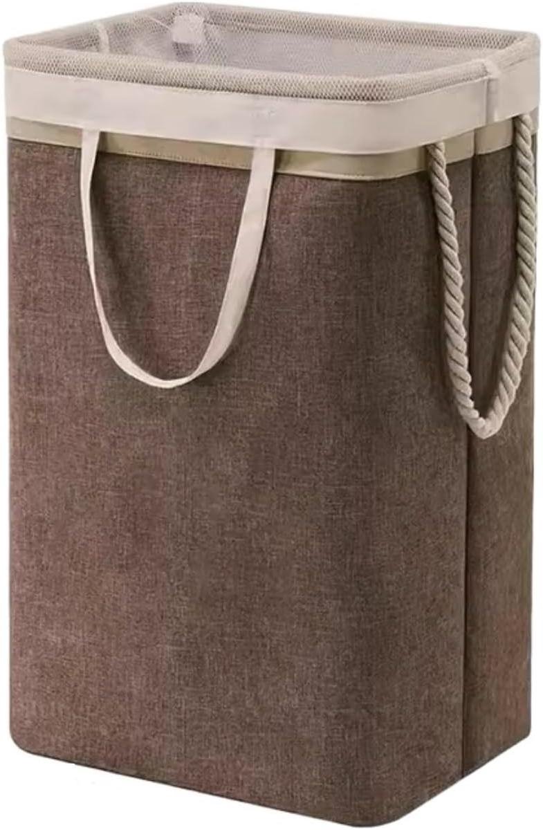 Wasmand Opvouwbaar Kledingmand Netzakken Ruimte Besparen Verstevigde Handvatten 40x30x55cm Bruin