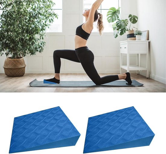 Yoga Wig - Squat blok Foam Wedge - Balans Training - Ergonomisch Schuim - 15x12x5 cm - Blauw — afbeelding 5