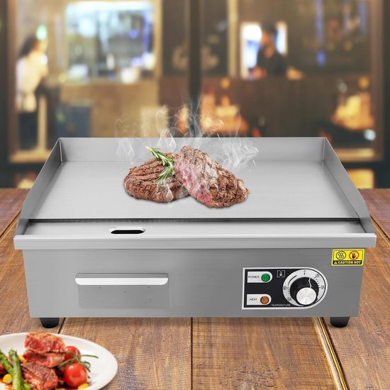 Elektrische Grillplaat - Bakplaat Grill - Professioneel Koken - Snelle Opwarming - 55 x 43 x 24 cm - Zilver — afbeelding 4