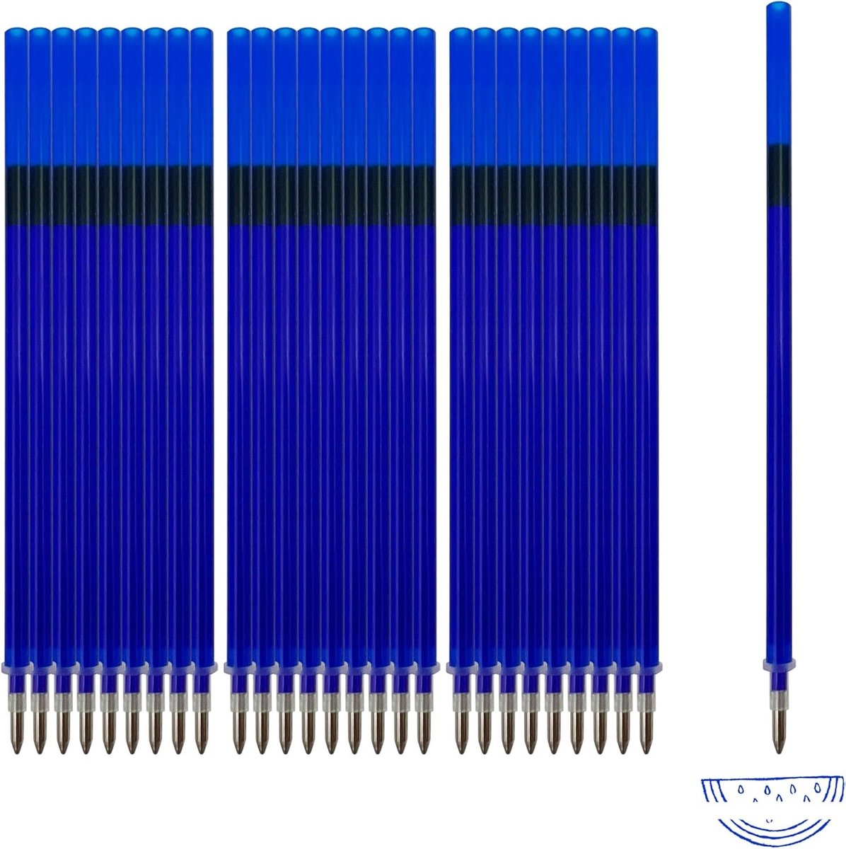 28 Stuks Eraser Refills, Geschikt voor Schoenmaker, Schoonmaak Gum, Zacht Schrijven, 0.5 mm Punt, 13 cm Hoog (Blauw)