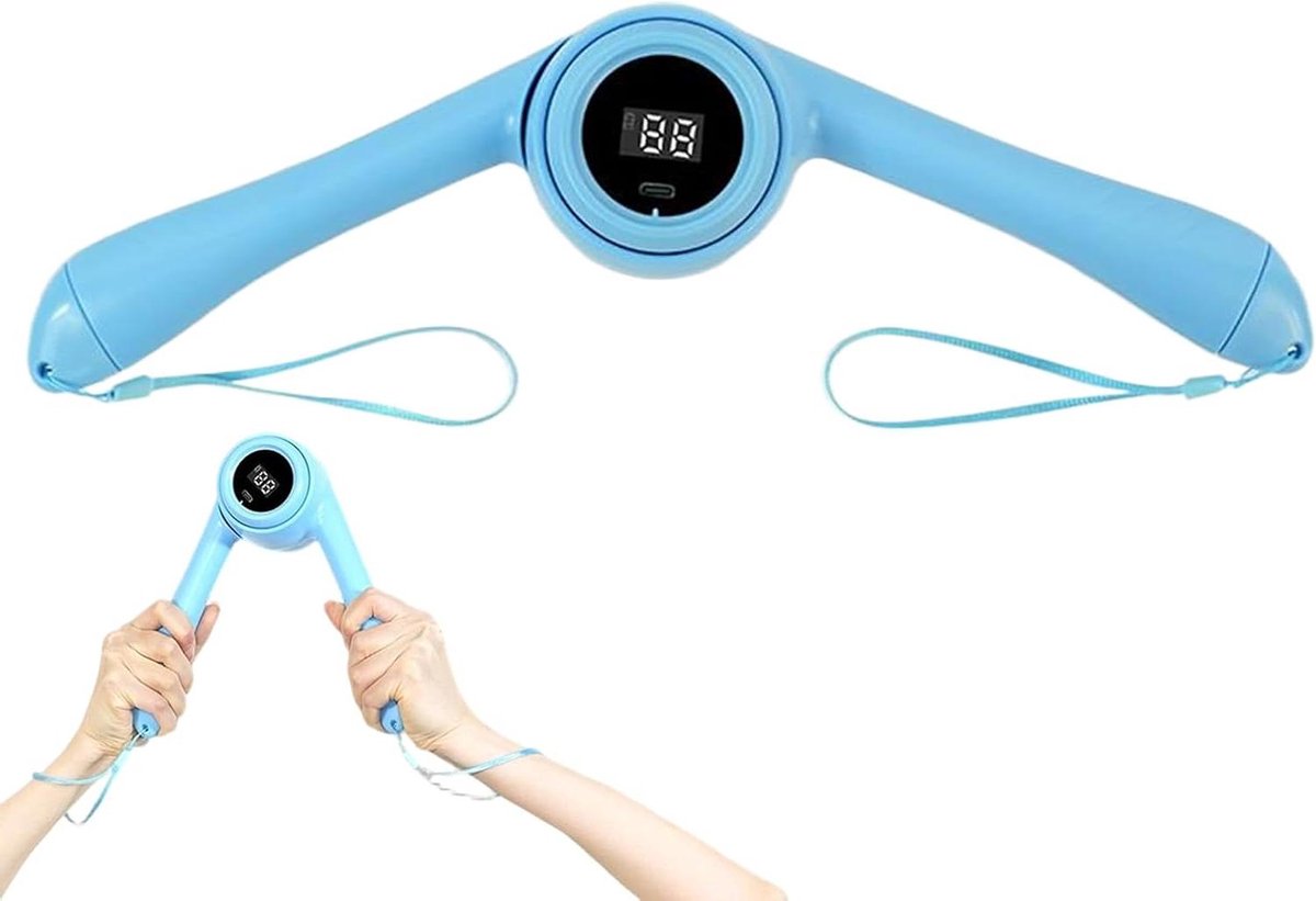Borsttrainer Armtrainer - Fitness Apparaat - Spiertraining Thuis - Digitaal Display - 22 x 9 cm - Blauw