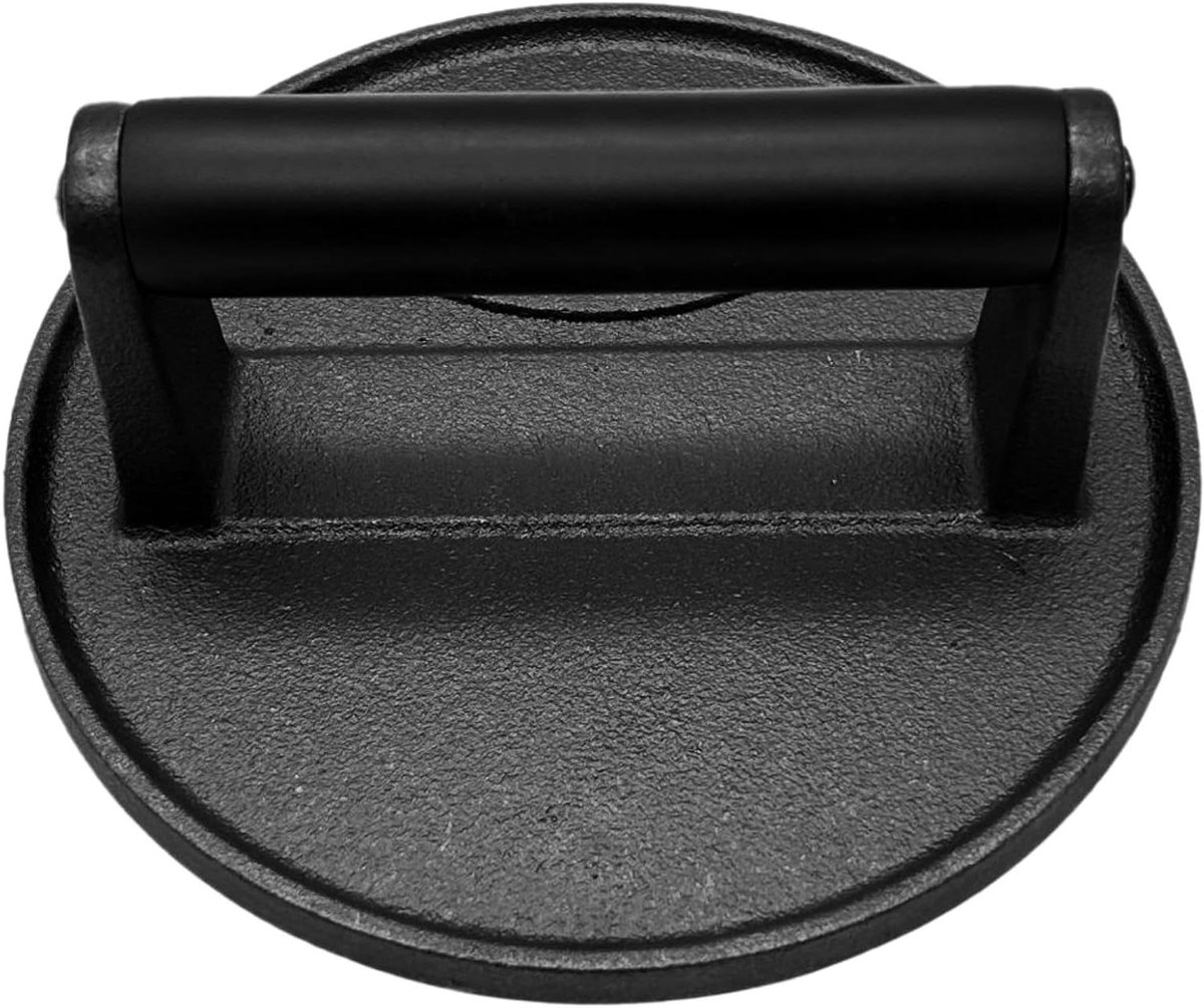Burgerpers Gietijzer - Vleeshamer - Hamburgers Maken - Niveau Bodem - Diameter 165 cm - Zwart