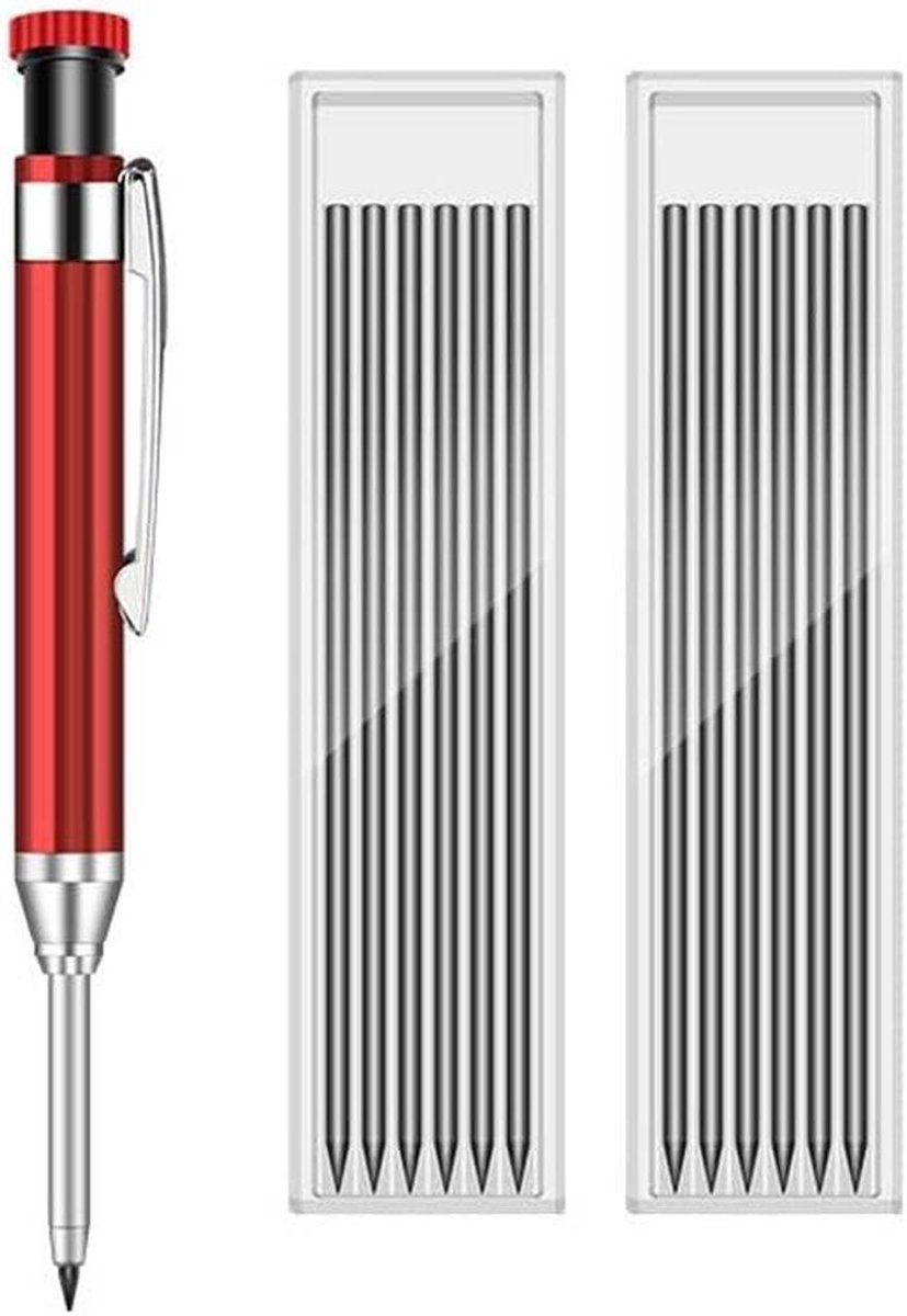 Diep Gaten Markeerstift - 12 Vervangingspennen - Wolfraamstaal Naald - Antislip Greep - voor Hout, Metaal en Cement