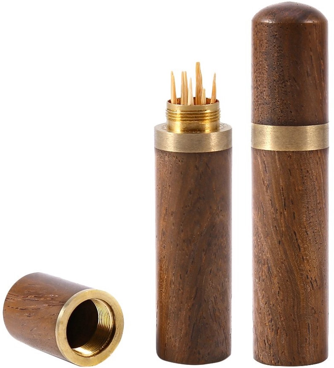 Cosensi- Tandenstokerdispenser Elegante Houten Houder - Tandenstokerhouder - Pillendoosje - Handgemaakt - Hoogwaardig Houthandwerk - Hoogte 8,2 cm