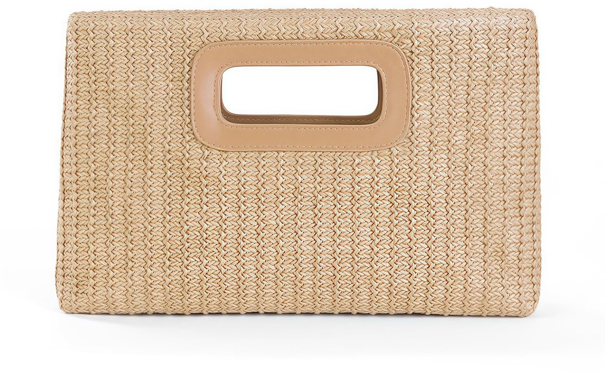 Cosensi- Strandtas XXL - Rieten Strandtas - Waterdichte Strandtas - Strandtas met Rits - Ideale Vakantie Tas - Ruime Afmetingen 19cm x 31cm x 8.5cm - Boho Tas