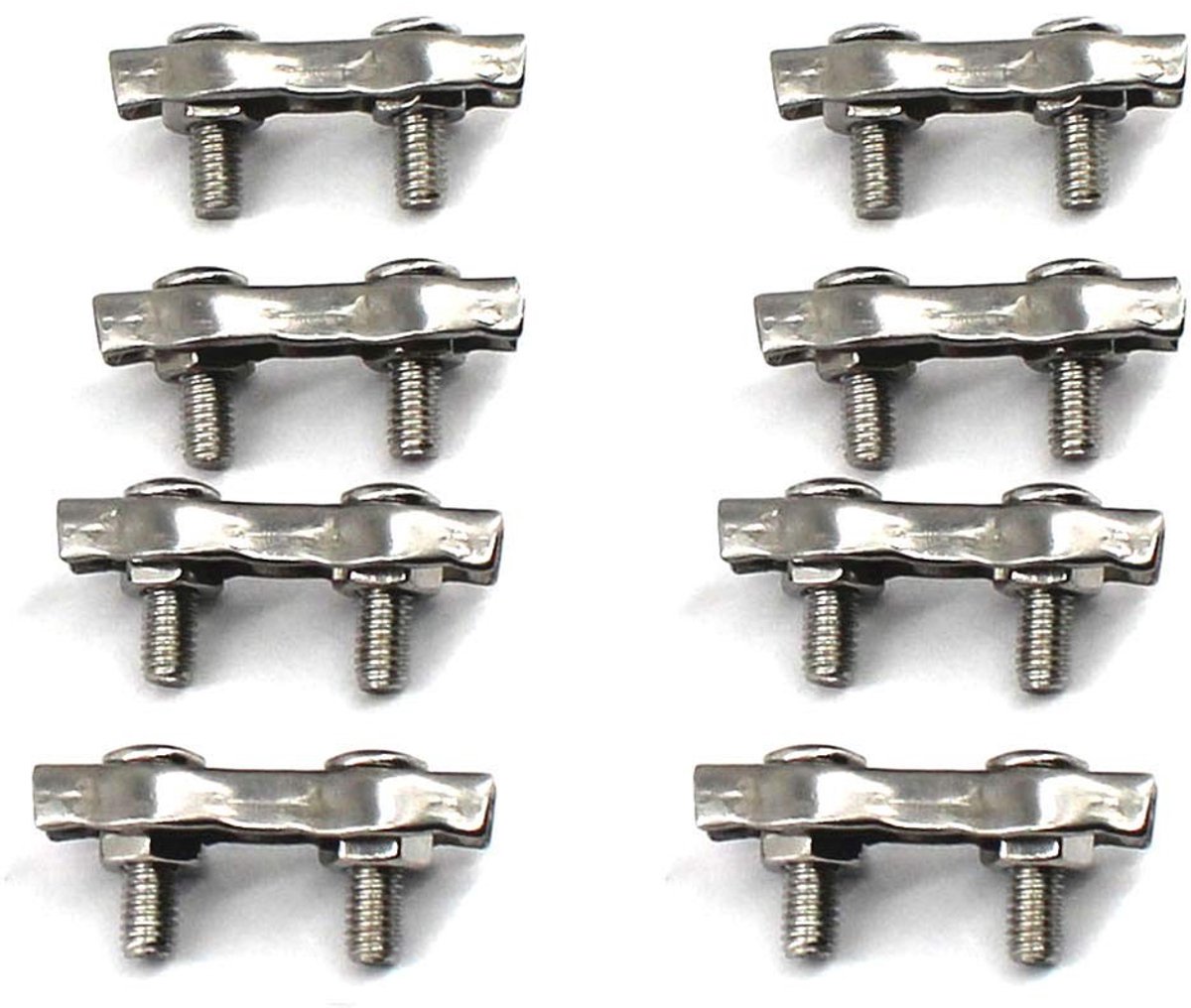 Cosensi- Draadklem Dubbele Clips - M5 - 8 Stuks - 304 Roestvrij Staal - Antiroest - Veiligheidsbevestiging - Kabelklem
