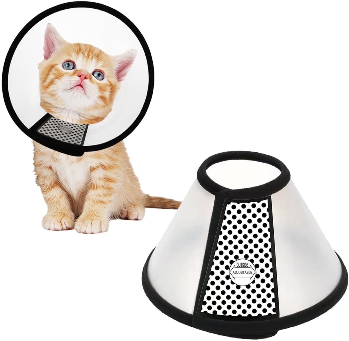 Cosensi- Elisabethaanse Halsband Verstelbaar - Kegel voor Huisdieren - Bescherming tegen Bijten/Likken - Voor Kittens 2-3 Maanden - Halsomtrek 16-19 cm
