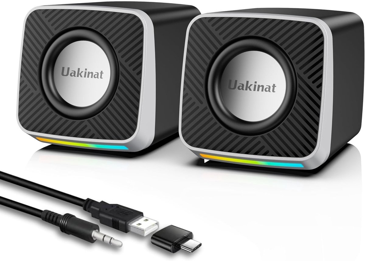 PC Speakers USB – 2.0 Stereo Speakers voor Desktop en Laptop, 3W, Kristalhelder Geluid en Diepe Bass, Plug & Play