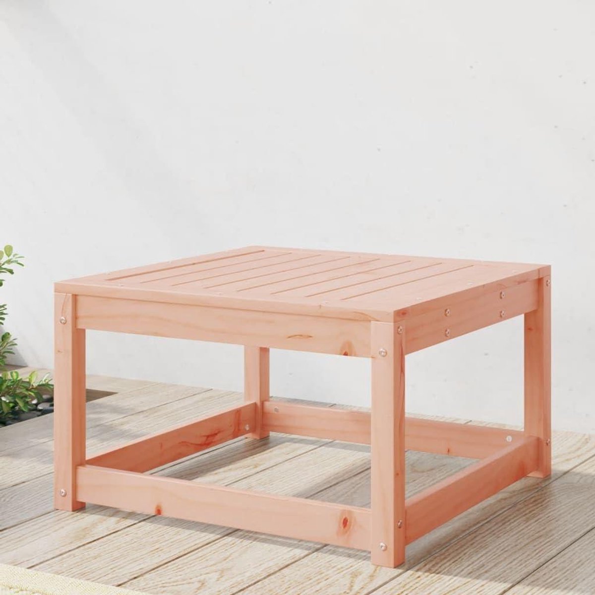 Houten Kruk Tuin - Outdoor Poef Bijzettafel - Buiten Zitten - Latten Zitting - 635 x 635 x 38 cm