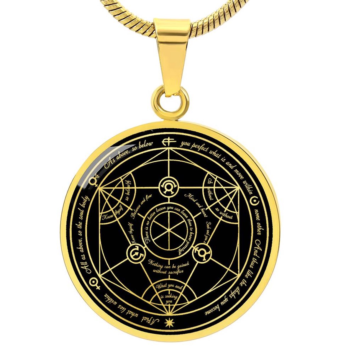 Symbolic Gifts - Heilige Geometrie & Spirituele Wijsheid Ketting Goud Kleurig Waterproof Sacred Geometry & Spiritual Wisdom Hanger - Premium Stainless Steel - Sieraad Cadeau - Verstelbaar 45 - 56 cm