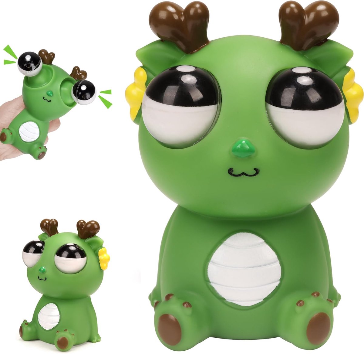 Oneay Stress Speelgoed met Uitpuilende Ogen – Knijpspeelgoed Draakje, Squishy Fidget Toy tegen Stress en Verveling, Grappig Cadeau voor Kinderen en Volwassenen,Groen