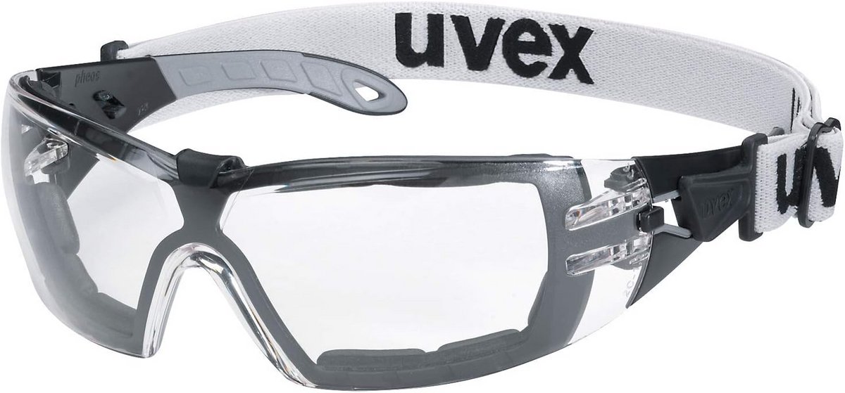 Veiligheidsbril met UV-bescherming en Supravision coating - transparant met zwartgrijze beugels