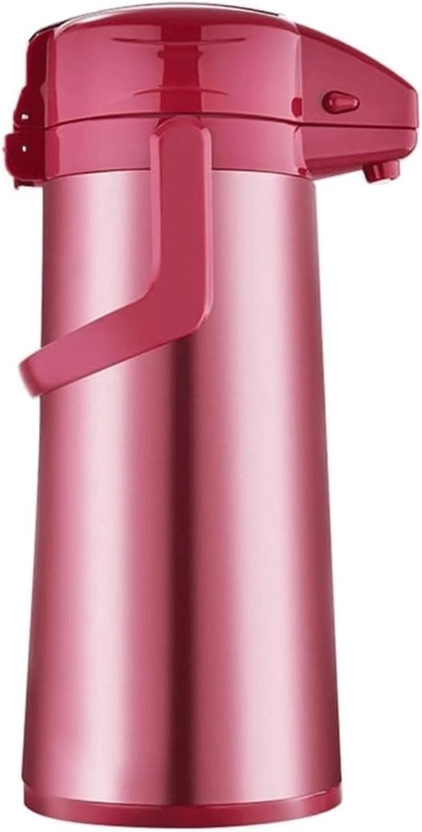 Koffiekaraf Thermoskan - Waterkan Pompdispenser - Dranken Warm Houden - Lek- en Morsvrij Ontwerp - 2.5 Liter - Zilver
