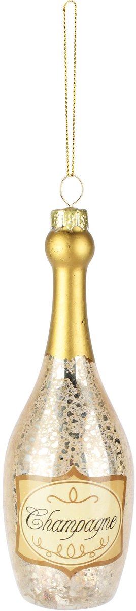 Dekoratief | Hanger fles champagne, goud, glas, 5x5x15cm | A265644