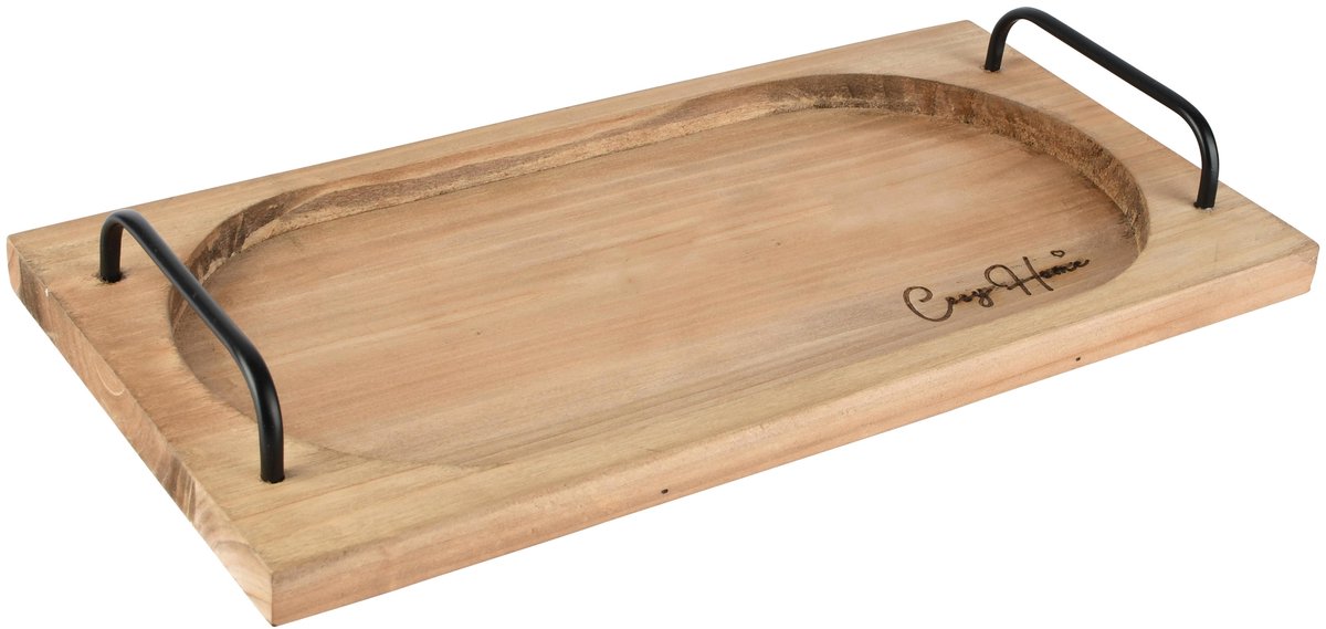 Dekoratief | Dienblad m/handvaten 'Cosy Home', naturel, hout, 20x40x5cm | A265803