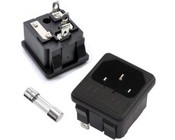 Oiyagai 5 Stuks AC250V/10A IEC320 C14 Mannelijke 3-Terminals Power Inlaat Stopcontact met Zekeringhouder