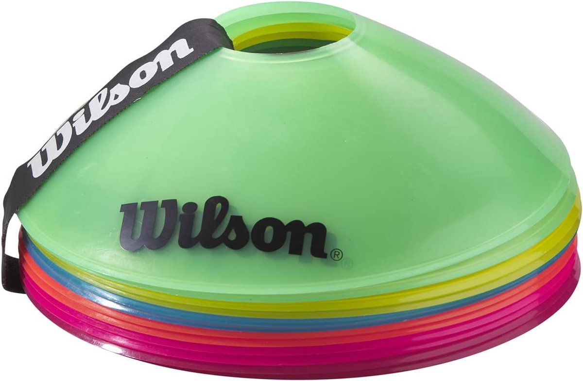 Set van 12 Markeer- of Trainingskegels voor Tennis en Sport, Kunststof, Oranje/Groen/Roze