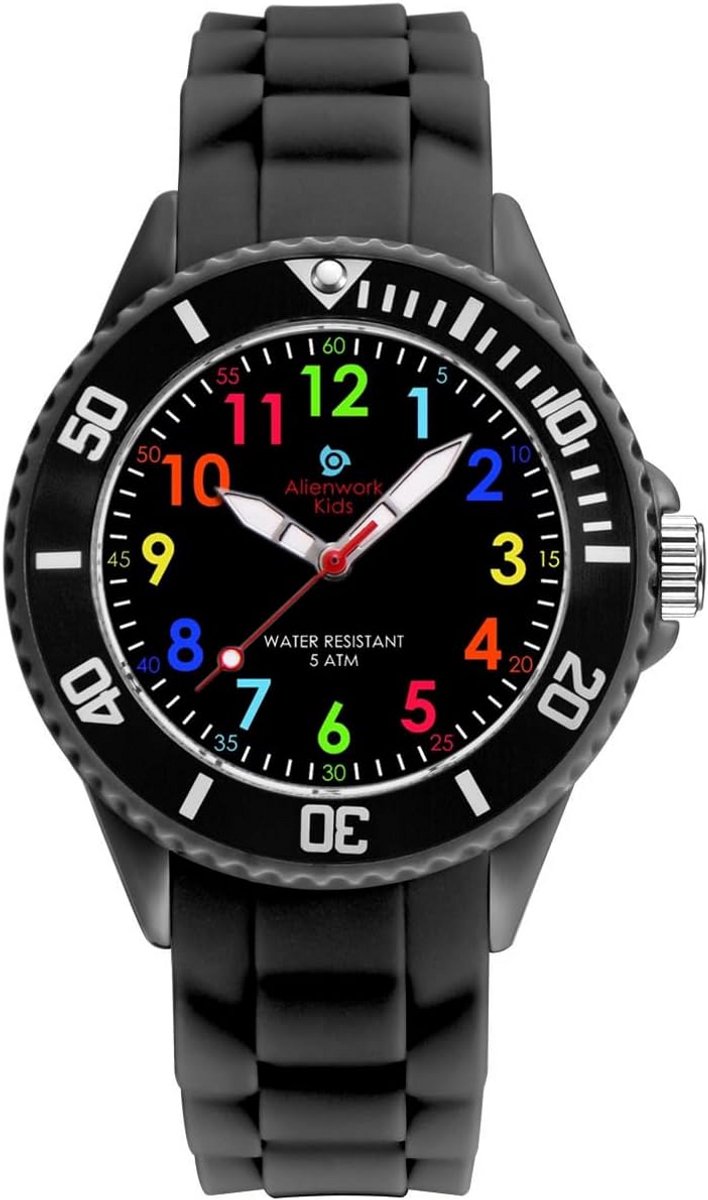 Kinderhorloge met Educatief Wijzerplaatontwerp - 5 ATM Waterbestendig, Draagcomfortabel Siliconenband, Kleurrijk Leerconcept voor Jonge Kinderen