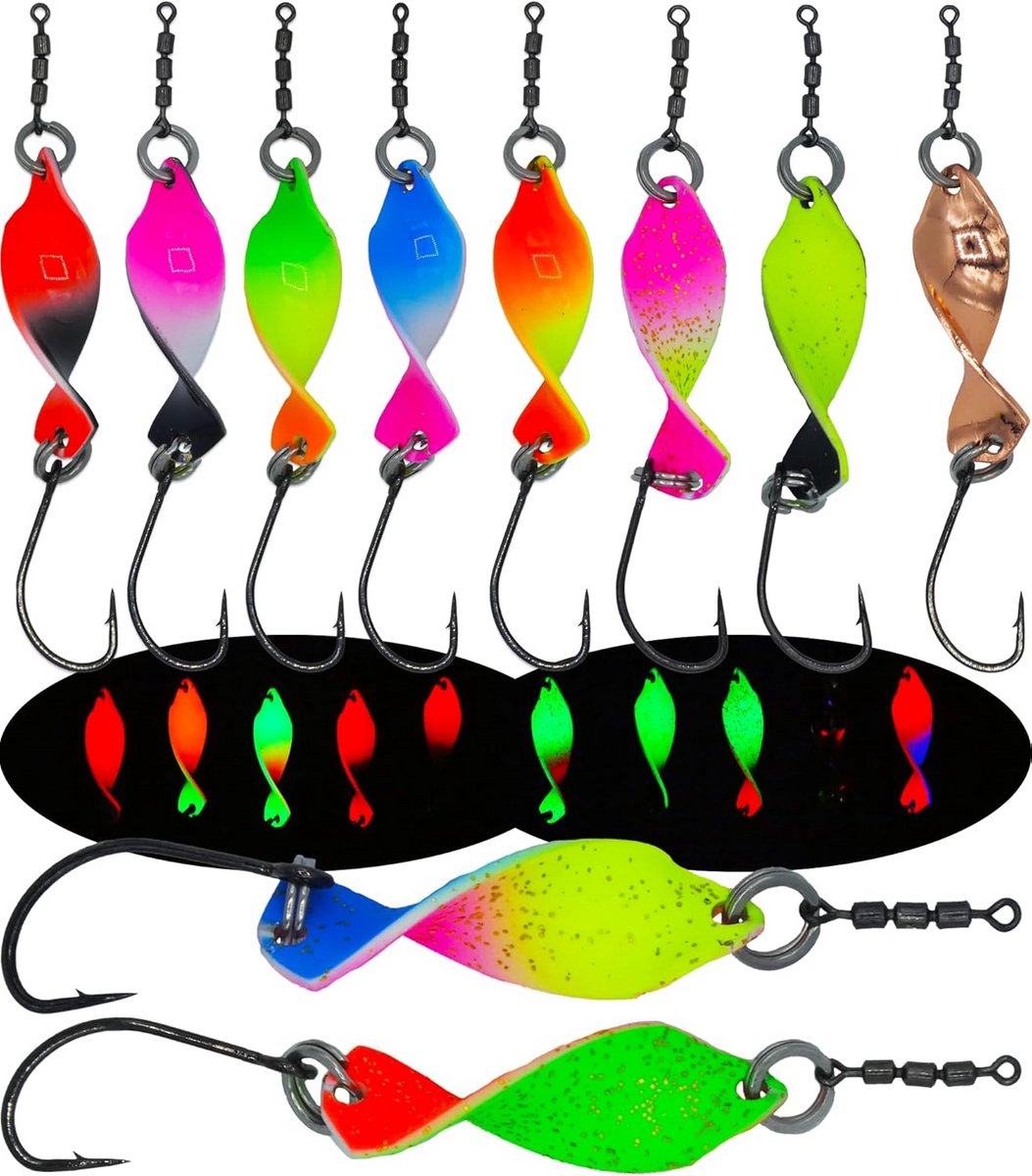 Set Kunstvliegen Forel Vissen Lepels 2.5g - Diverse Kleuren en UV-Actief