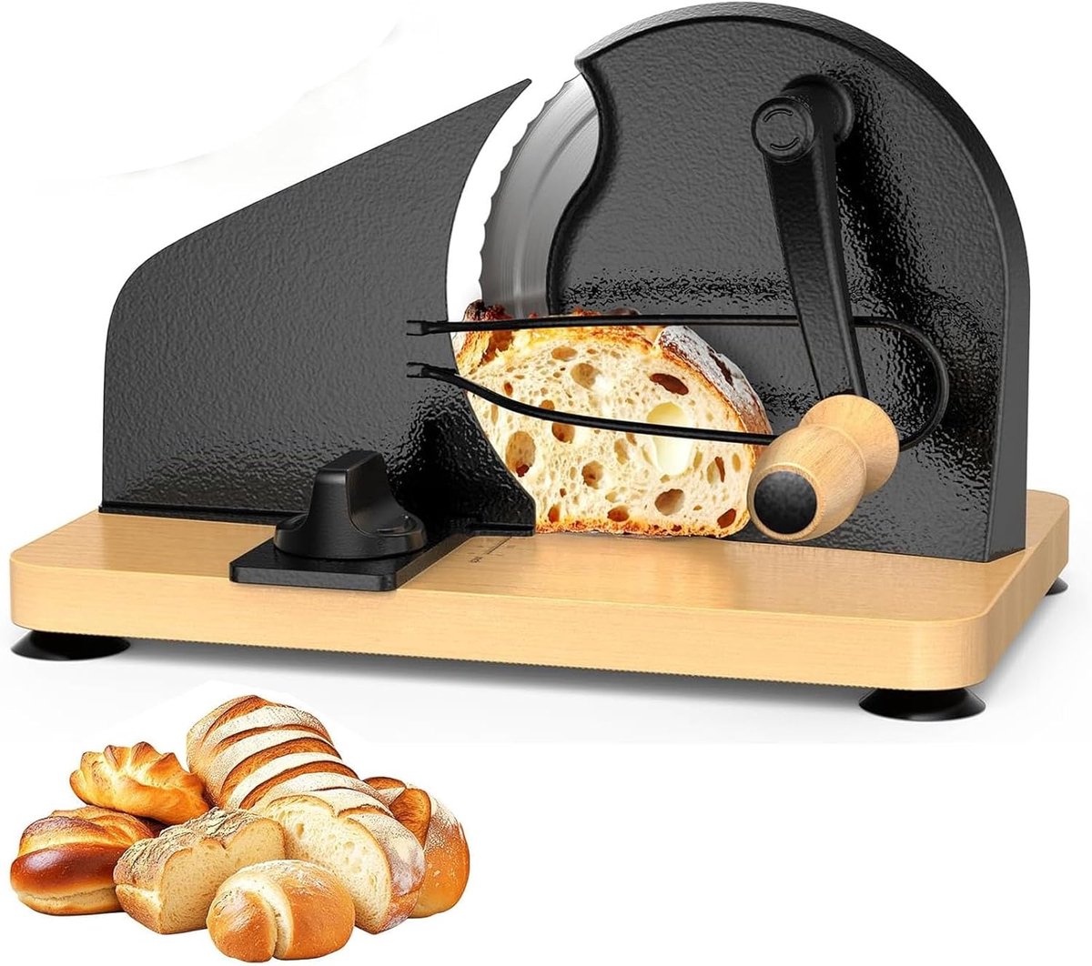 Broodsnijmachine - Broodsnijder - Zelfgebakken brood - Verstelbare dikte - Metalen geleider - Metaal