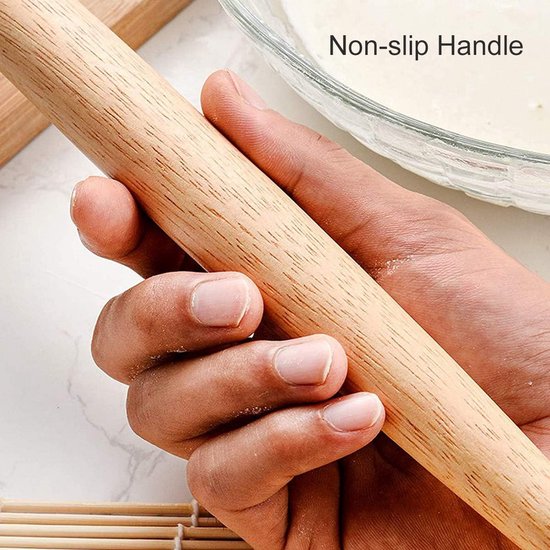 Deegmixer van roestvrij staal met houten handvat — afbeelding 2
