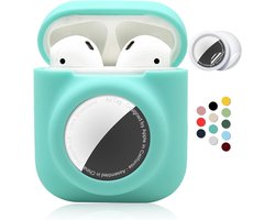 Hoesje voor AirPods 1 & 2 en AirTag met Schermbeschermers (Muntgroen)